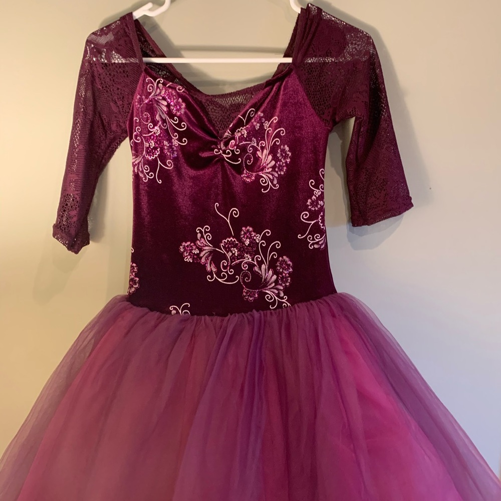 Weissman Garnet Floral Mesh Ballet Costume